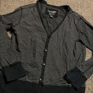 Urban Pipeline Black and White Striped Cardigan
